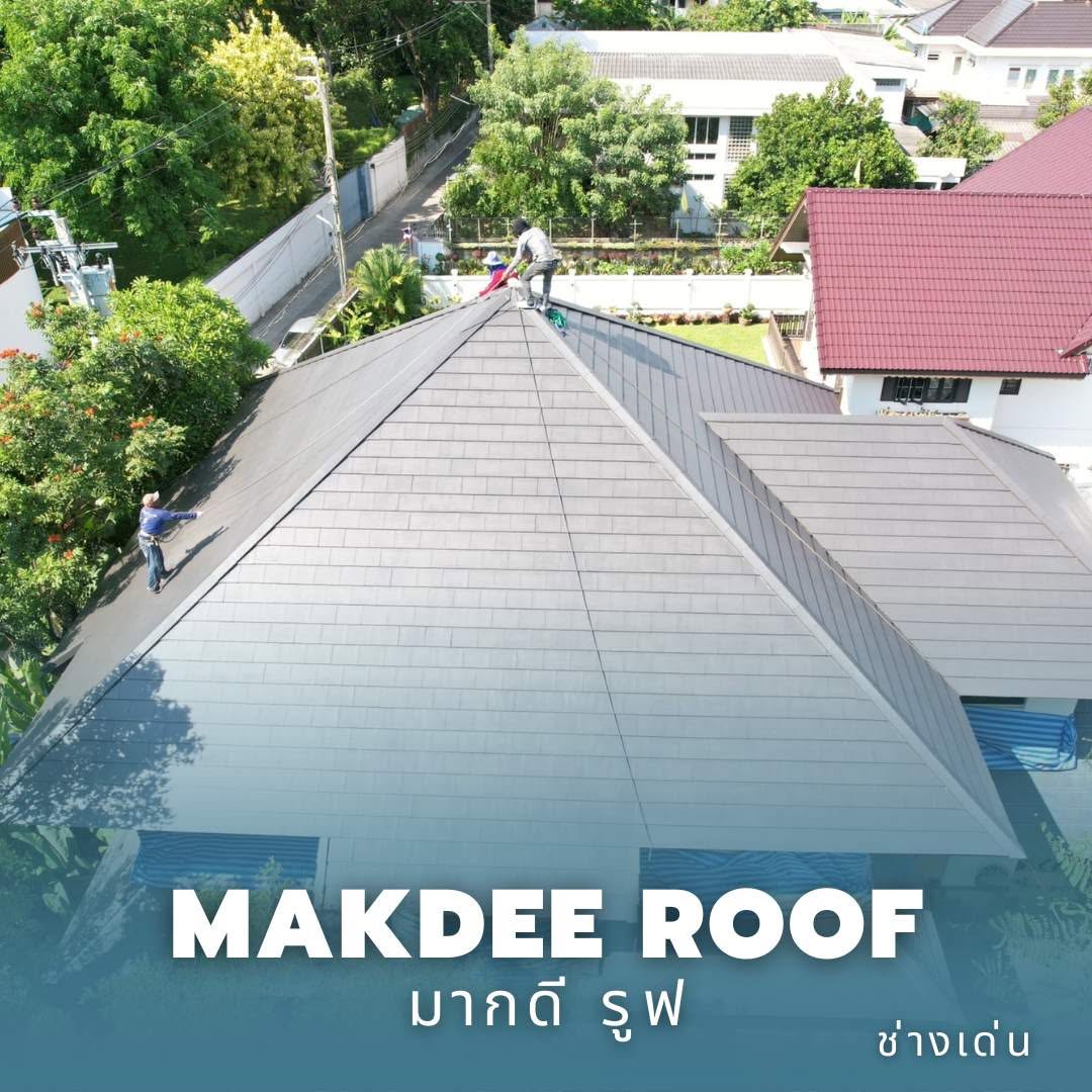 ภาพรวมหลังคาบ้านระหว่างพ่นสีใหม่