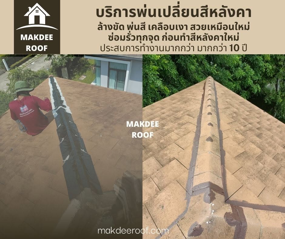 งานเปิดแนวสันหลังคาเพื่อตรวจและซ่อมรอยรั่ว