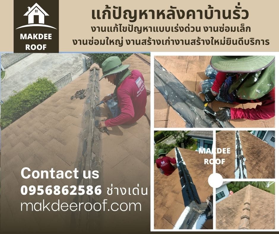 ช่างซ่อมและอุดแนวสันหลังคาบ้าน